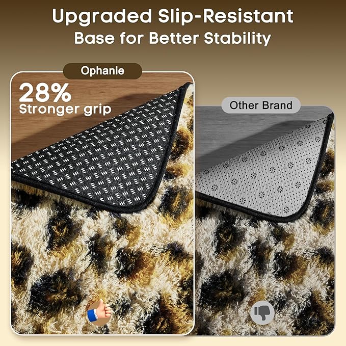 Ophanie Leopard Rugs for Living Room Bedroom, Fluffy Soft Fuzzy Cheetah Print - Image 4