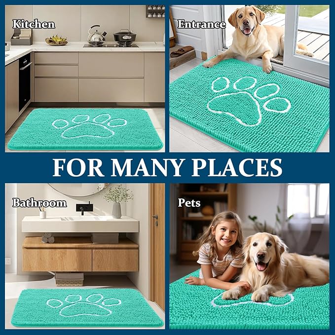OLANLY Dog Door Mat for Muddy Paws 30x20, Paw Print Design, Absorbs Moisture - Image 8