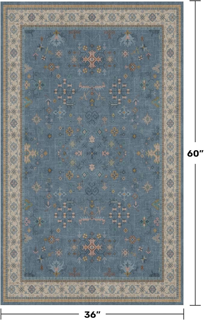 Washable Blue Rugs for Entryway Indoor - Image 2