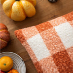 AQOTHES Plaid Fall Throw Pillow Covers Orange Write 18x18 Inch Set of 2