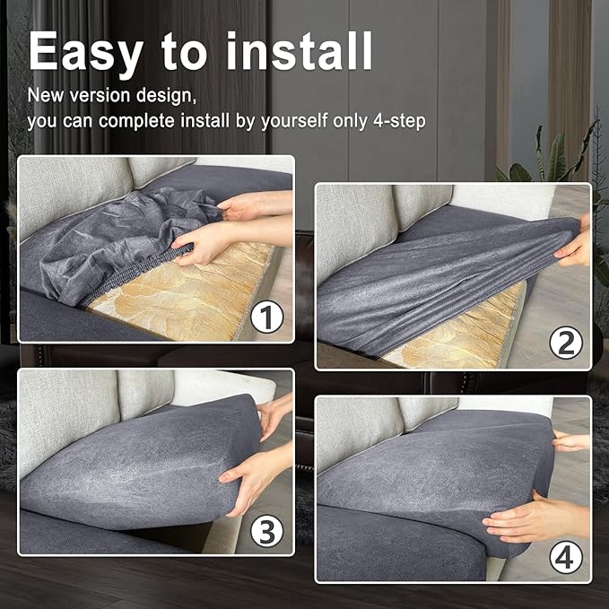 Leather Look Couch Cushion Covers Sofa Seat Slipcovers Sets Couches Furniture - Image 6