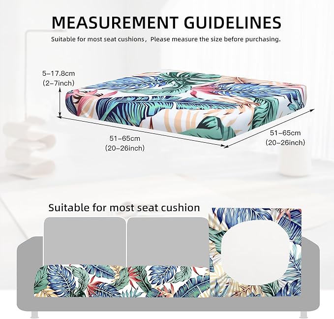 8Pcs Outdoor Cushion Covers, Patio Cushion Covers, Stretch Elastic Slipcovers - Image 2