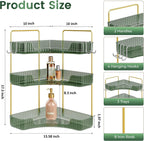 3-Tier Green Corner Organizer, PET Counter Storage with Hooks