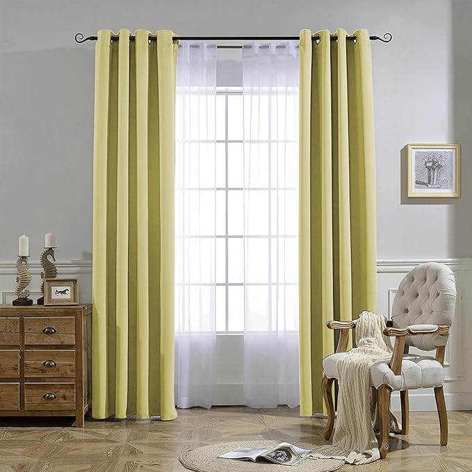 NICETOWN Paler Yellow Room Darkening Curtains - Image 6