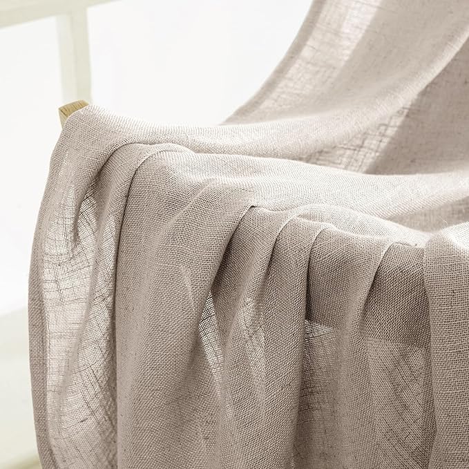 MIULEE Natural Linen Curtains 96 Inches Long 2 Panels - Image 6