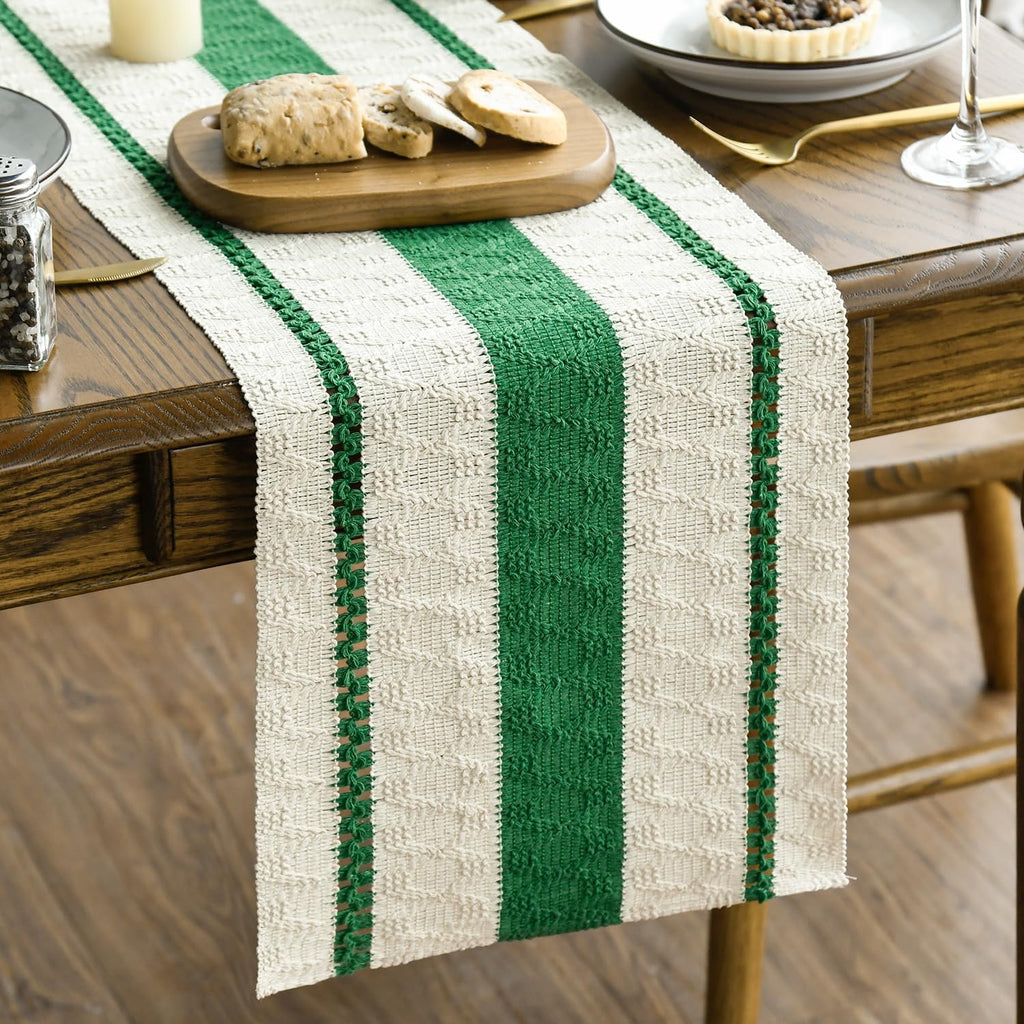 Artoid Mode Dark Green Rustic Woven Table Runner 12x72 Inch