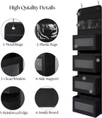 GCreation Over Door Organizer for Bedroom Bathroom Pantry, 5 Shelf Black