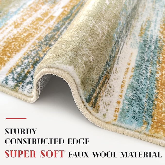Lansny Modern Abstract Small Area Rug Indoor 3x5 Washable Rug Non-Slip Soft - Image 5
