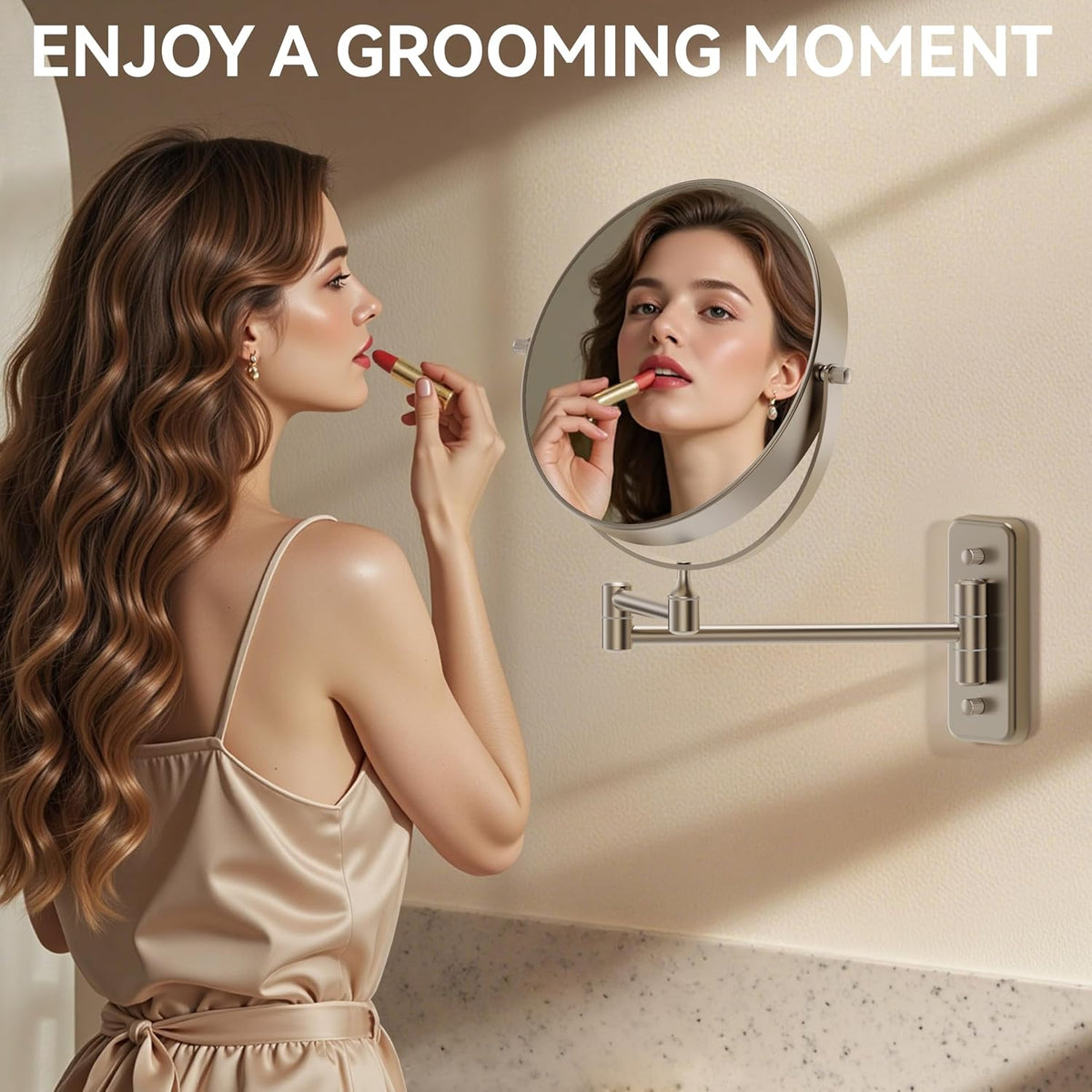 Auxmir 8" Double-Sided Wall-Mounted Makeup Mirror, 1X/30X Magnifying Mirror