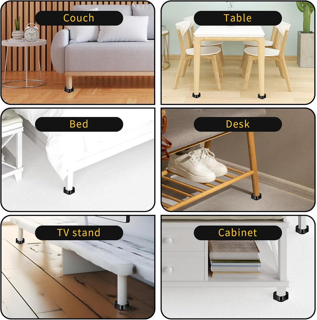 20 Pack Adjustable Stackable Furniture Risers, 1.38 Inch Heavy Duty Square Lifts Bed Raising Blocks for Mattress Bed Desk Table Leg Couch Sofa Chair Frame Dorm, Black
