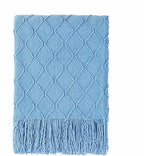 BOURINA Blue Throw Blanket 50x60 Inches Throw Textured Solid Soft Sofa Couch by BOURINA