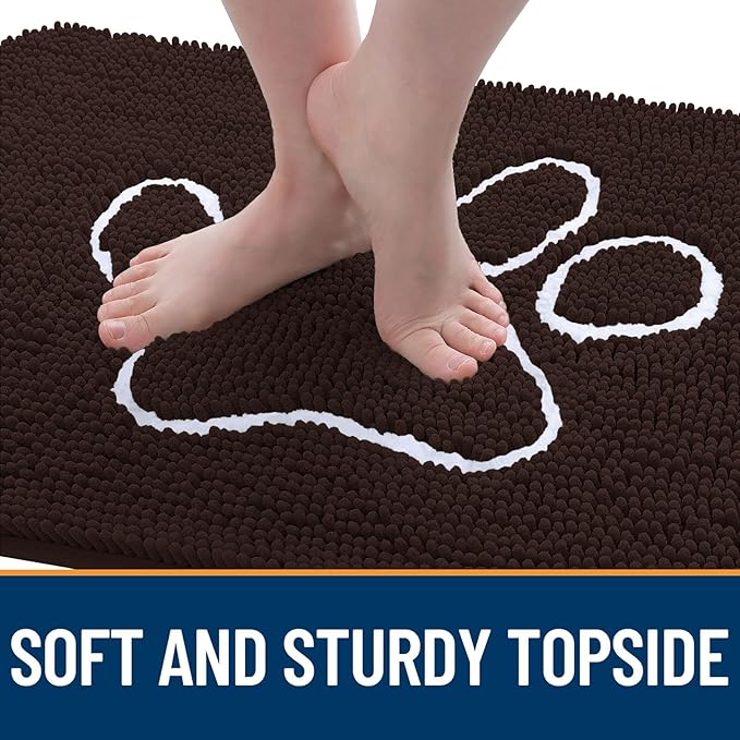 OLANLY Dog Door Mat for Muddy Paws 59x24, Paw Print Design, Absorbs Moisture - Image 4