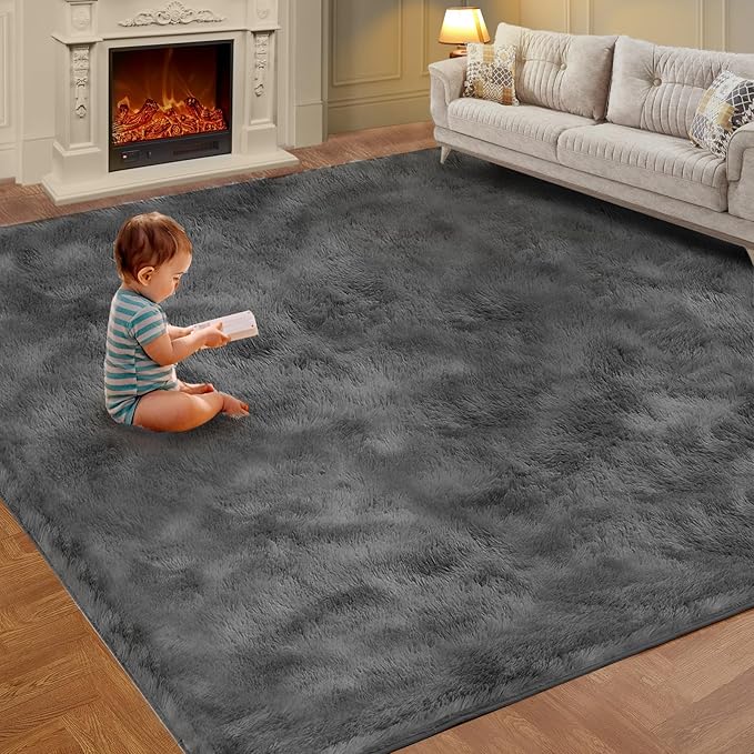 Large Area Rugs for Living Room, Super Luxury 8x10 Soft Fluffy Modern Bedroom by KNZE