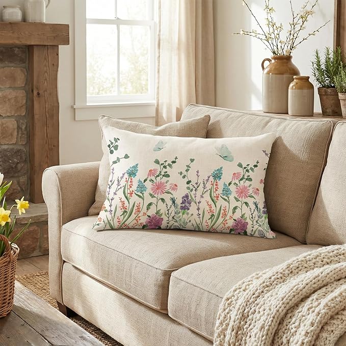 ONFAON Spring Summer Pillow Covers 20x12 Set of 4, Seasonal Holiday Farmhouse - Image 6