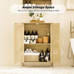 Fluted Bathroom Storage Cabinet with 2 Doors & Shelf, Natural