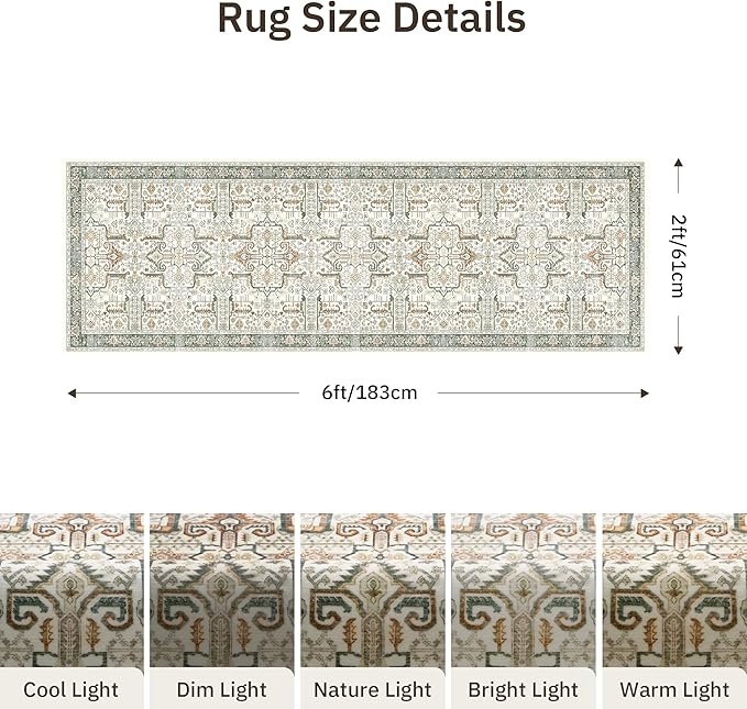 2x6 Hallway Washable Runner Rug - Image 2