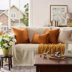 GIGIZAZA Velvet Throw Pillow Covers 24x24 Dark Burnt Orange Pillows Couch - Image 2
