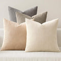 MIULEE Boho Farmhouse Neutral Cream Throw Pillow Covers 18x18 Inch Set of 4 by MIULEE