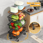 Gsiekare 5 Tier Fruit and Vegetable Basket for Kitchen with Wheels