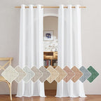 NICETOWN White Linen Curtains 90 inches Long, Grommet Thick Linen Blend Privacy by NICETOWN