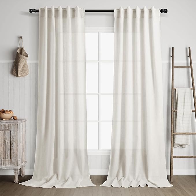 Nanspring Cream Linen Curtains 102 inches Long by Nanspring