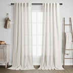 Nanspring Cream Linen Curtains 102 inches Long by Nanspring