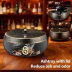Extra Large Cigar Ashtrays with Lid for Outdoors Indoors Outside Patio Living Room Home Retro Decor,1.3'' Wide Cigar Rest Ashtray for Cigars,Cigar Accessories for Men Dad Husband Boyfriend