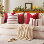 MIULEE Pack of 2 Christmas Pillow Covers 24x24 Inch Red Farmhouse Decorative - Image 5