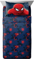 Jay Franco Kids Sheet Set with Fitted, Flat Sheets & Pillow Cover - Ultra-Soft Bedding with Pillowcase for Room Decor, Blue - Spiderman, 3 Piece Twin