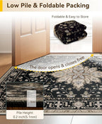 Area Rugs 10'x14' Washable Non-Slip, Floral Vintage Distress Print Pattern - Image 6