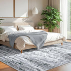 Lansny Modern Abstract 8x10 Large Machine Washable Living Room Rug Non-Slip - Image 2