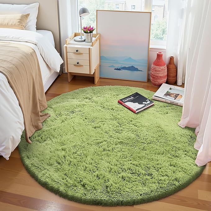 OLANLY Grass Green Round Rugs for Bedroom - Image 2