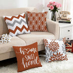 Hexagram Geometric Burnt Orange Pillow Covers 18x18 Set of 4, Decorative - Image 5