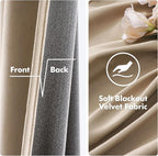 MIULEE 2 Panels Blackout Velvet Curtains Solid Soft Grommet Camel Beige - Image 3