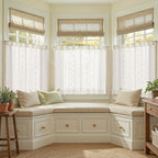 jinchan Belrose Linen Floral Kitchen Curtains 36 inch Length Embroidered - Image 2