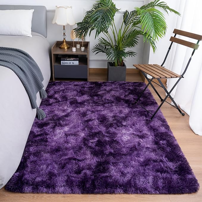 Goideal Fluffy Rug for Bedroom Living Room, 4x6 Purple Area Rugs, Faux Fur Shag - Image 2