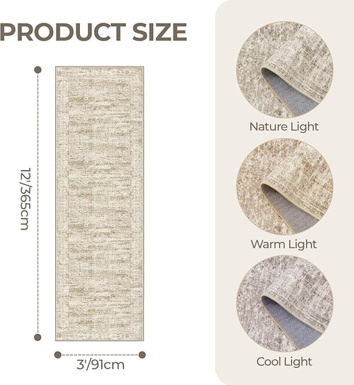 3x12 Runner Rug for Hallway, Non-Slip Long Bathroom Rugs Runner for Kitchen - Image 2