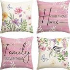 AVOIN colorlife Spring Saying Flowers Butterfly Pink Throw Pillow Covers by AVOINcolorlife