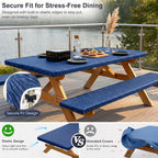 Picnic Table Cover with Bench Covers Camping Tablecloth Set with Pocket