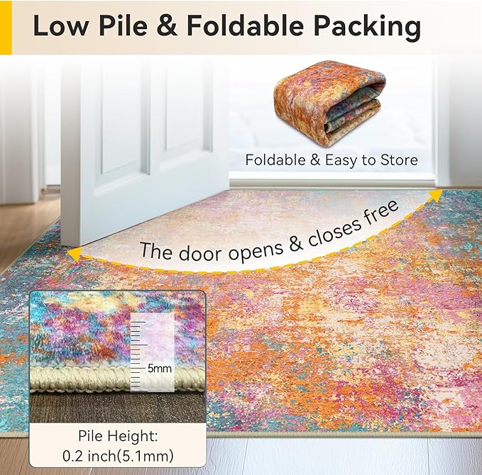 Washable Area Rugs 2'x6' Non-Slip Modern Abstract Soft - Image 8