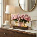 3 Pcs Mason Jar Table Centerpieces for Dining Room with Wood Tray&Led Light