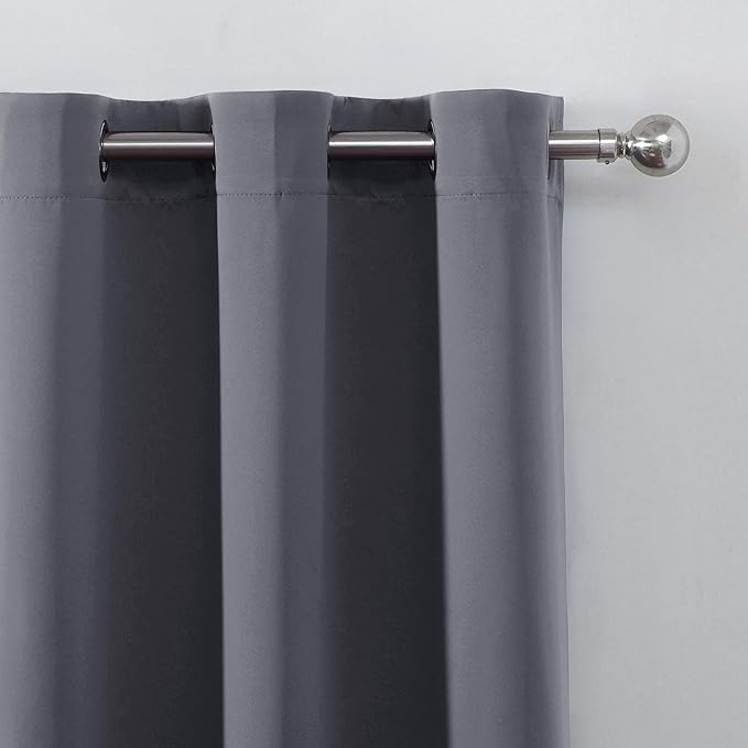 LEMOMO Blackout Curtains 66 x 84 inch/Grey Curtains Set of 2 Panels/Thermal - Image 7