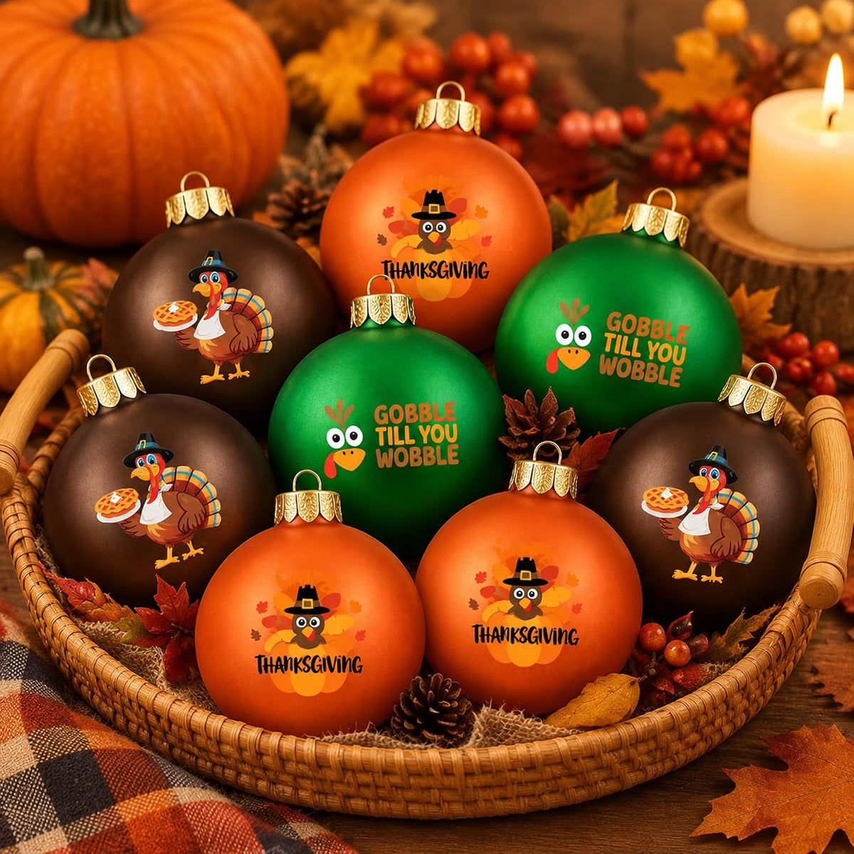 Civaner 15 Pcs Thanksgiving Ball Ornaments for Tree