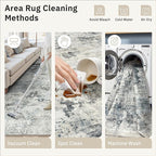 Abstract Rug 5x7 Machine Washable Area Indoor Grey Low Pile Non-Slip Foldable - Image 9