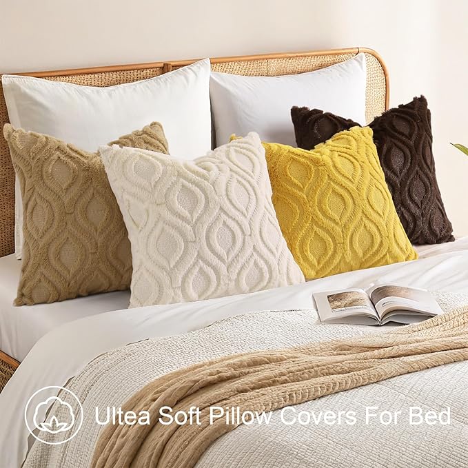 decorUhome Summer Throw Pillow Covers 20x20 Inch Set of 2, Soft Plush Faux Wool - Image 5