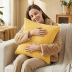 Fancy Homi 2 Packs Yellow Big Decorative Throw Pillow Covers 24x24 Inch - Image 2