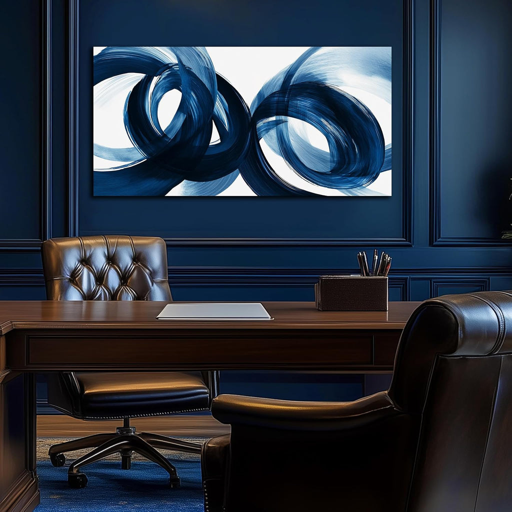 MXUNYZ Blue Abstract Canvas Wall Art Bedroom Modern Minimalist Wall Decor