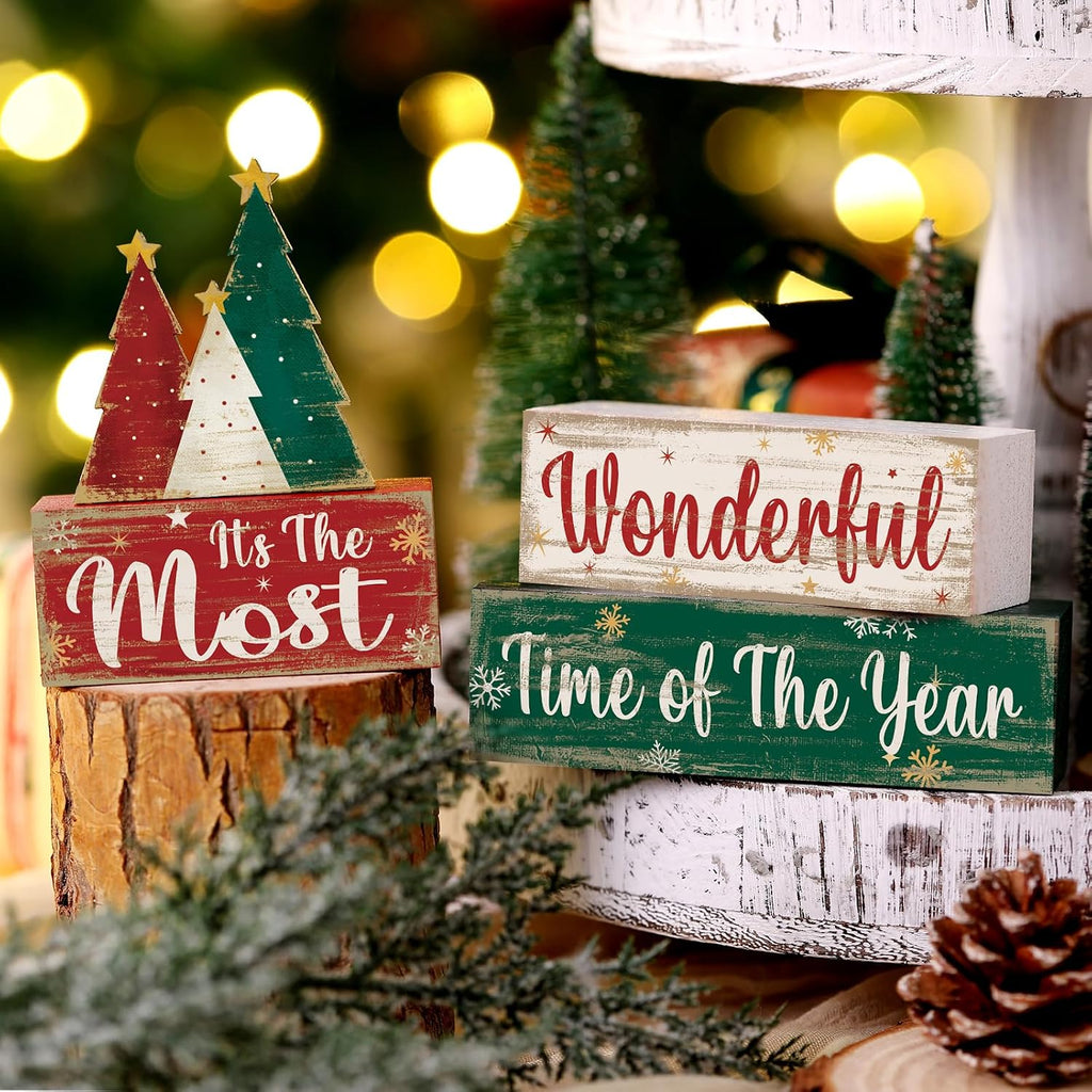 Moucuny 4 Pcs Christmas Tree Table Decorations