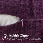 MIULEE Pack of 2 Couch Throw Pillow Covers 18x18 Inch Soft Plum Purple Chenille - Image 3