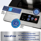 ChangBERT 1800W Commercial Grade Induction Cooktop, NSF Certified Portable Large 8" Heating Coil, 12" Heat Resistant Cooking Surface Premium Stainless Steel Pro Chef Professional Burner Hot Plate